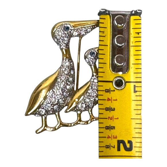 Vintage Coastal Pelican Beach Nautical Gold Tone Crystal Brooch Pin P.S. Co 2000 - Picture 4 of 5